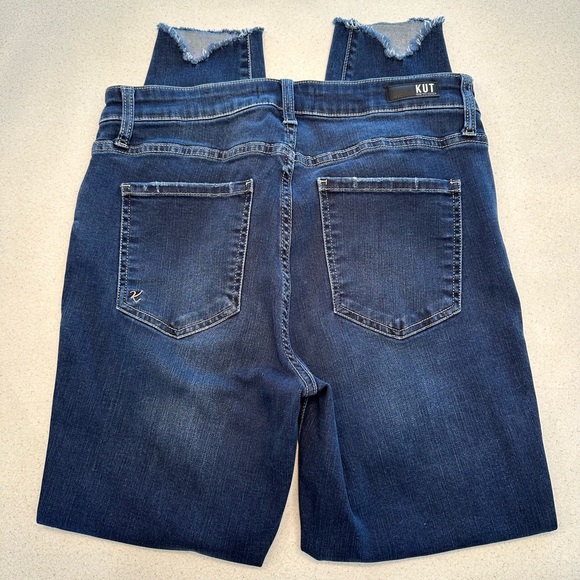 KUT From The Kloth Connie Ankle Skinny Jeans Frayed Hem Dark Blue Women’s Size 8 - Picture 2 of 15